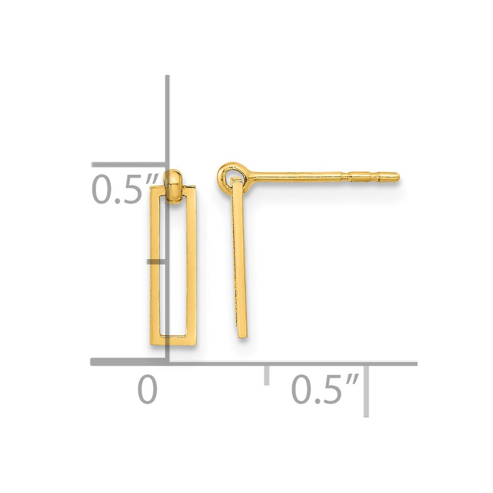 14K Gelbgold Poliert Offen Rechteck Hängend Ohrstecker