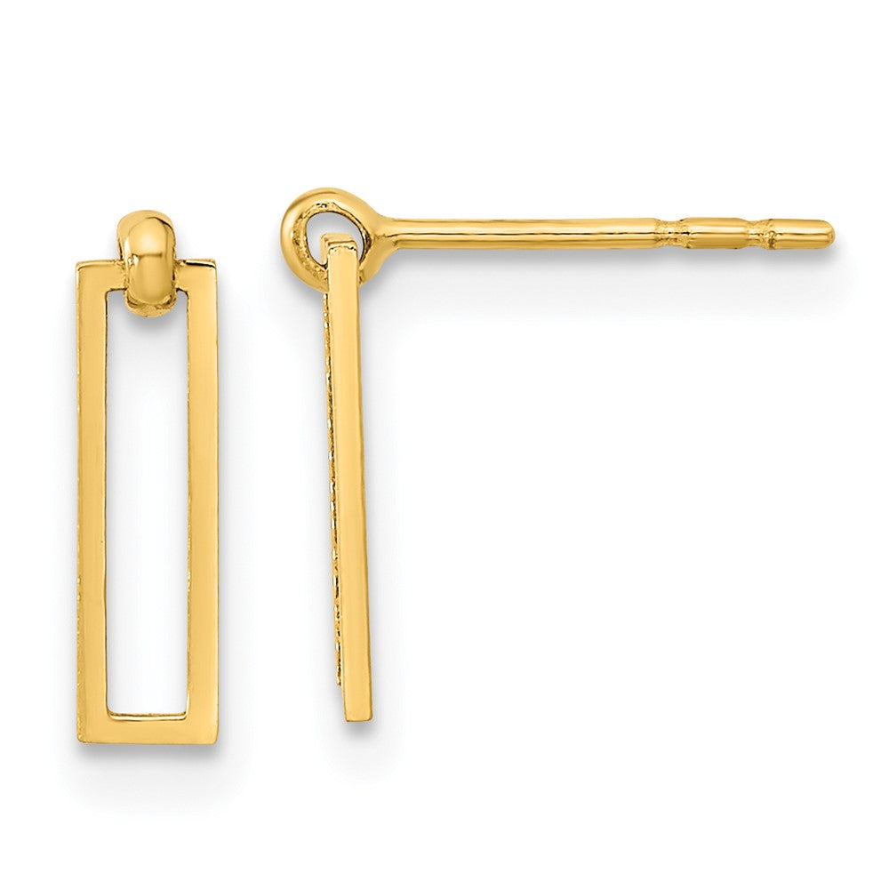 14K Gelbgold Poliert Offen Rechteck Hängend Ohrstecker
