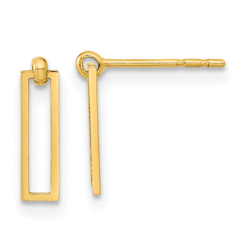 14K Gelbgold Poliert Offen Rechteck Hängend Ohrstecker