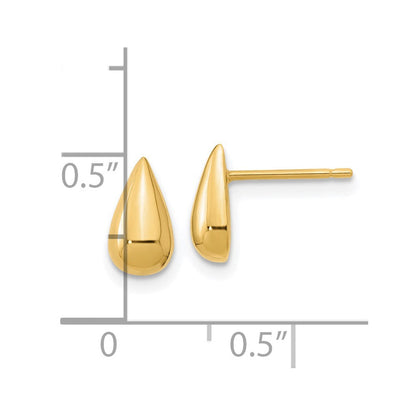 14K Gelbgold Poliert Tropfen Ohrstecker