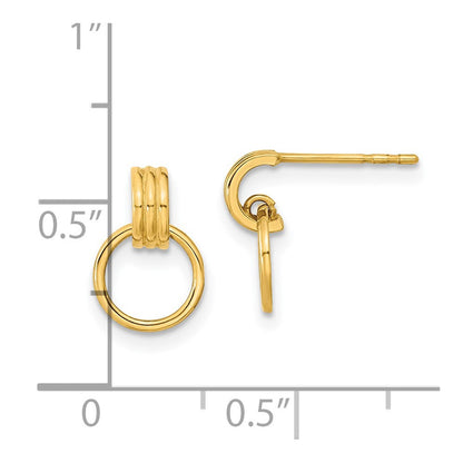 14K Gelbgold Poliert Hängend Kreis Ohrstecker