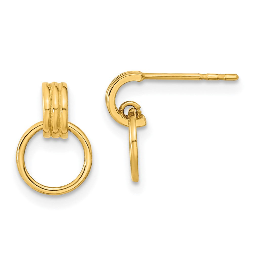 14K Gelbgold Poliert Hängend Kreis Ohrstecker