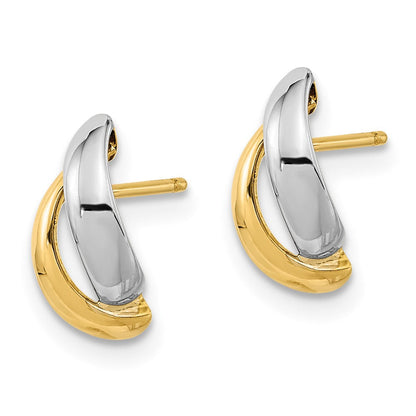 14K Gelbgold & Rhodium Weißgold Ohrstecker mit ausgefallenem Tropfendesign