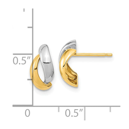 14K Gelbgold & Rhodium Weißgold Ohrstecker mit ausgefallenem Tropfendesign