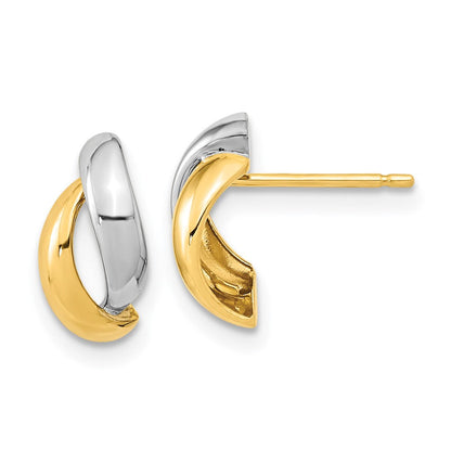 14K Gelbgold & Rhodium Weißgold Ohrstecker mit ausgefallenem Tropfendesign