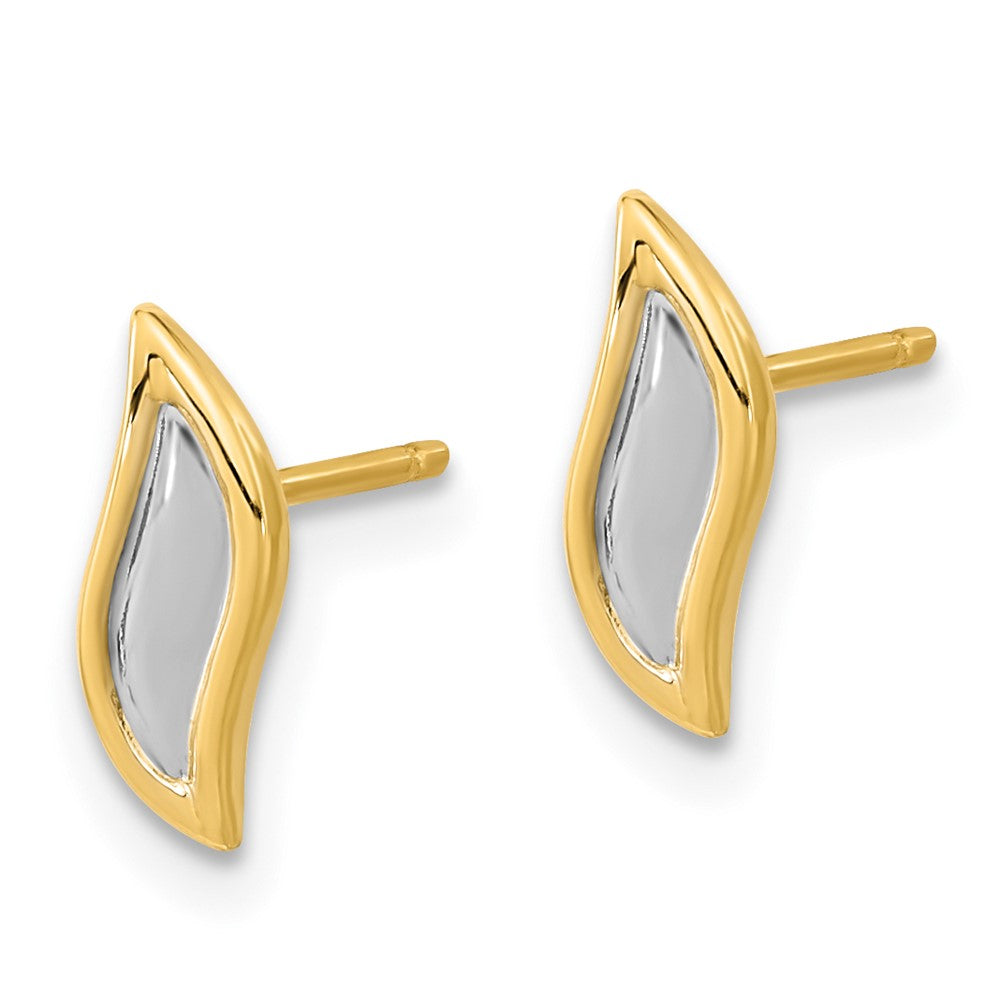 14K Gelb & Rhodium Gold Weiß Tropfen Ohrstecker