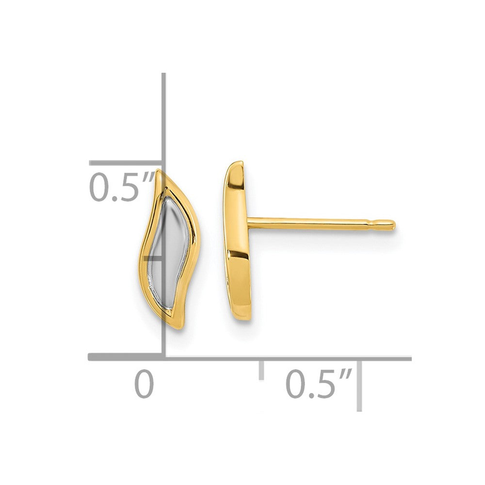 14K Gelb & Rhodium Gold Weiß Tropfen Ohrstecker