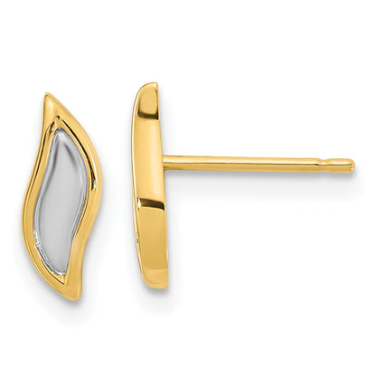14K Gelb & Rhodium Gold Weiß Tropfen Ohrstecker