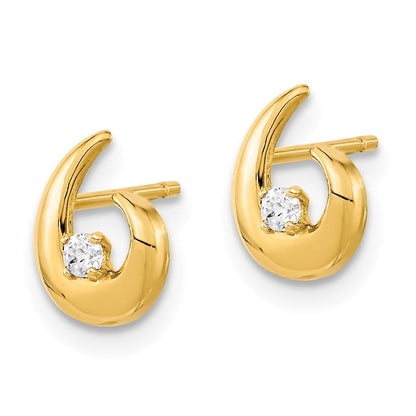 14K Gelbgold Poliert Zirkonia Fantasie Ohrstecker