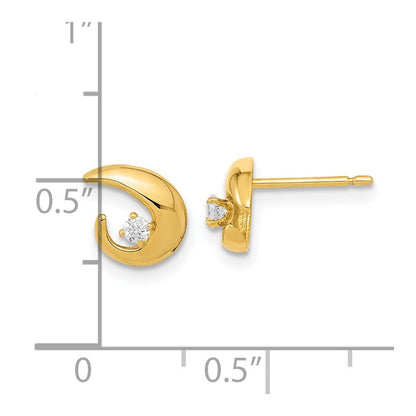 14K Gelbgold Poliert Zirkonia Fantasie Ohrstecker