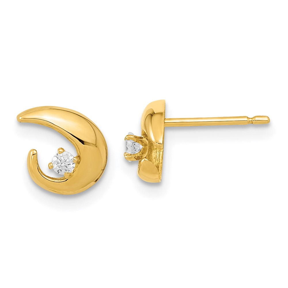 14K Gelbgold Poliert Zirkonia Fantasie Ohrstecker