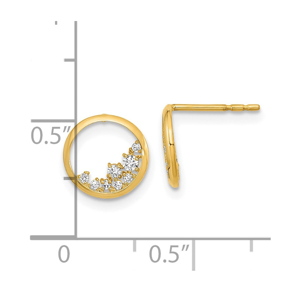 14K Gelbgold Poliert Offen Kreis Zirkonia Ohrstecker