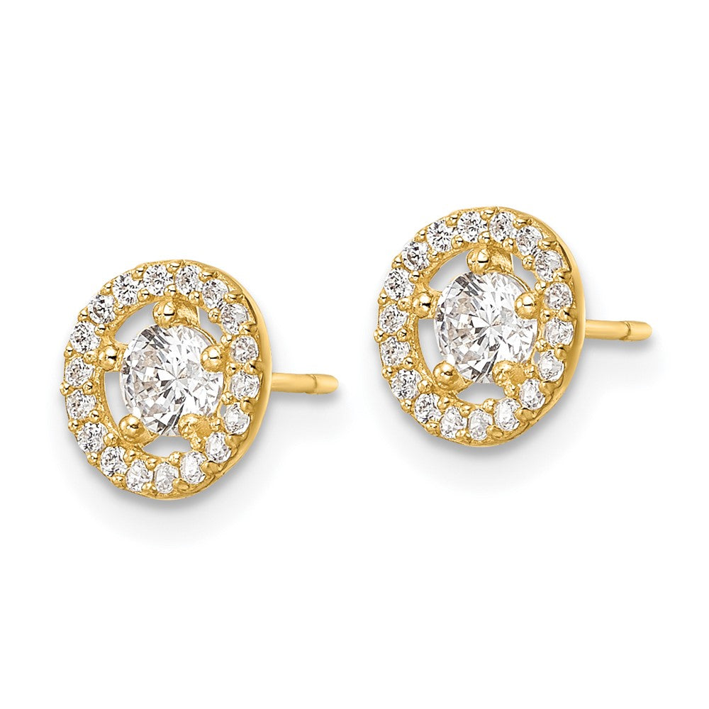 14K Gelbgold Zirkonia Heiligenschein Ohrstecker