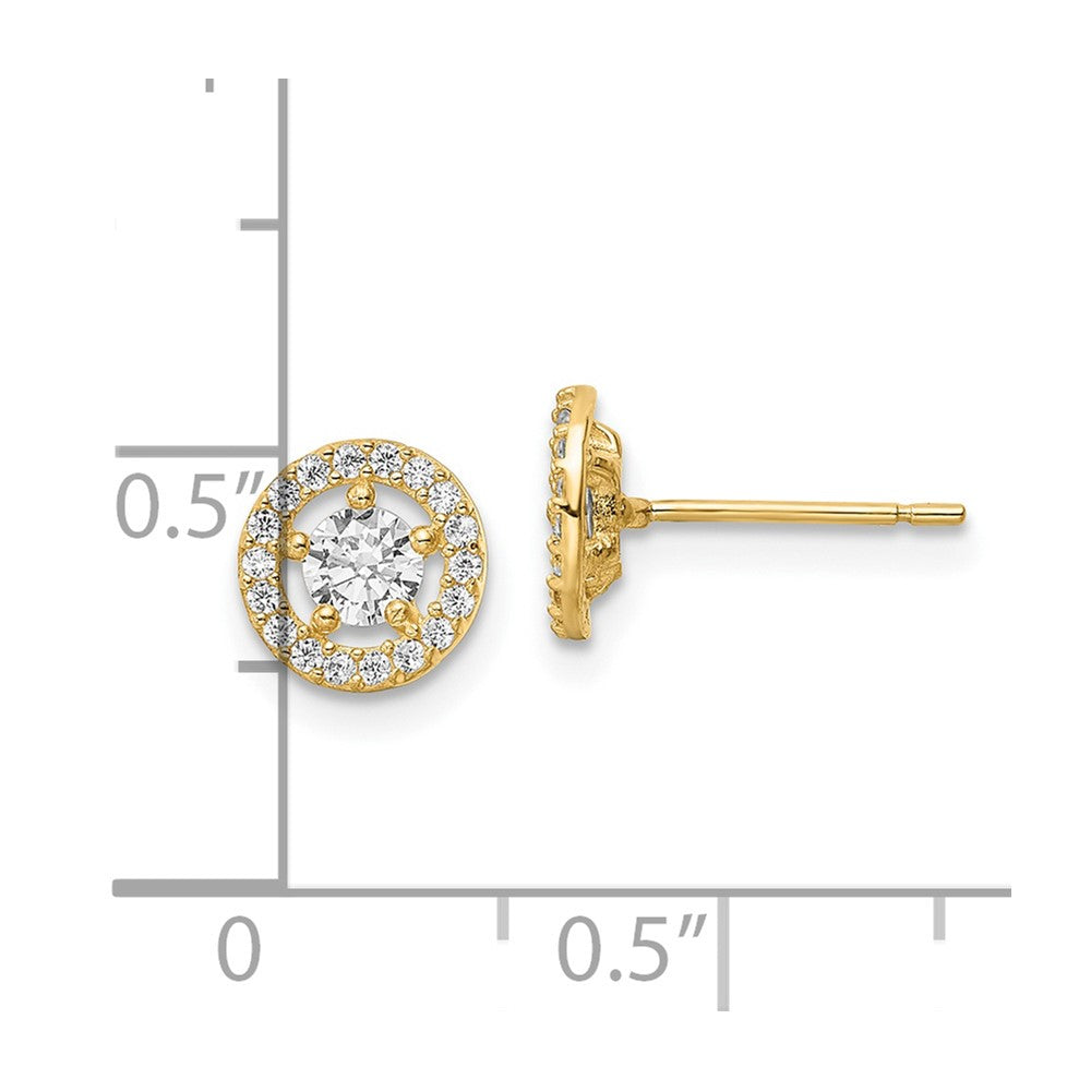 14K Gelbgold Zirkonia Heiligenschein Ohrstecker