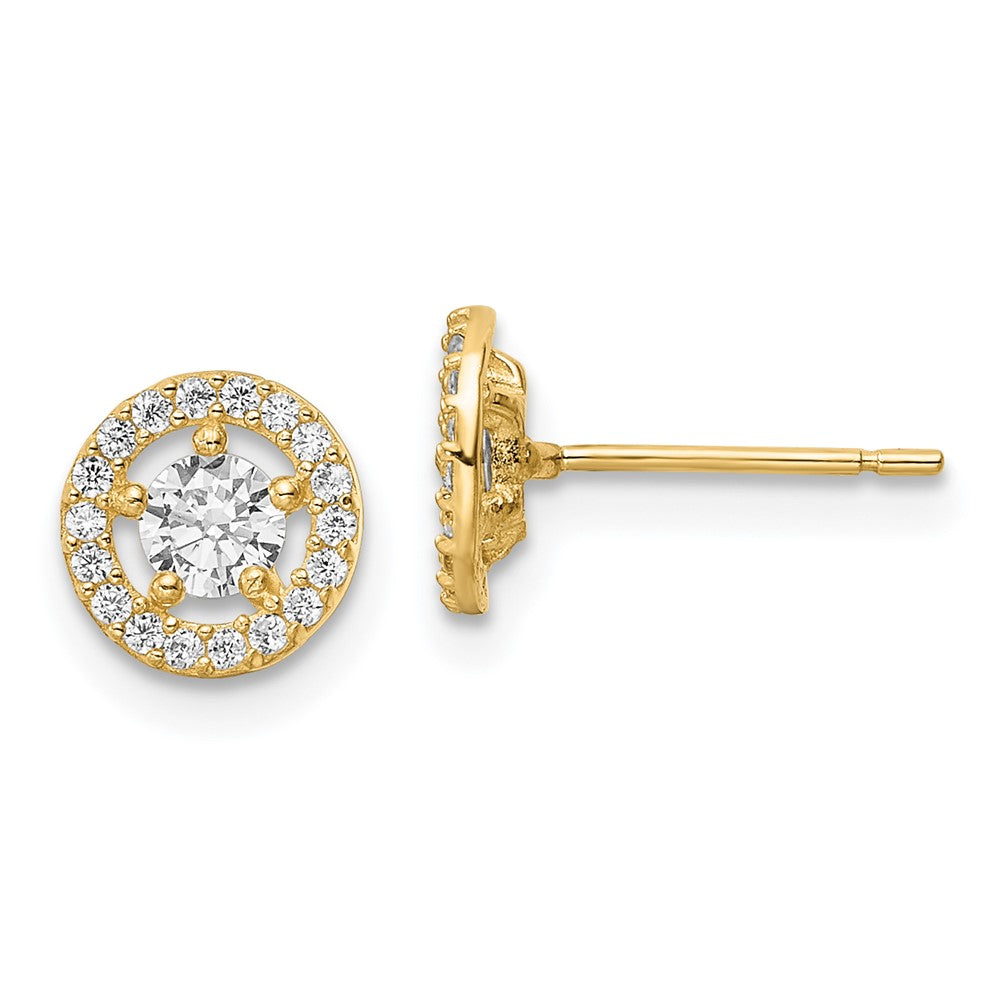 14K Gelbgold Zirkonia Heiligenschein Ohrstecker