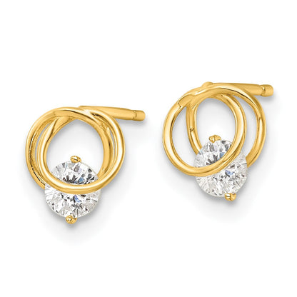 14K Gelbgold Poliert Zirkonia Kreise Ohrstecker