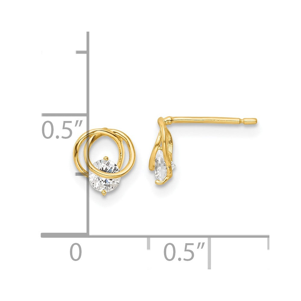 14K Gelbgold Poliert Zirkonia Kreise Ohrstecker