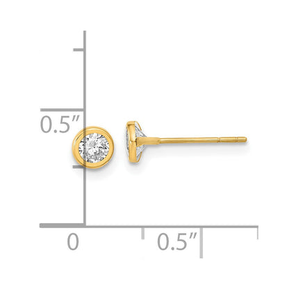 14K Gelbgold Poliert Kreis Zargenfassung mit Zirkonia Ohrstecker