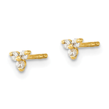 14K Gelbgold Poliert Zirkonia Dreieck Ohrstecker