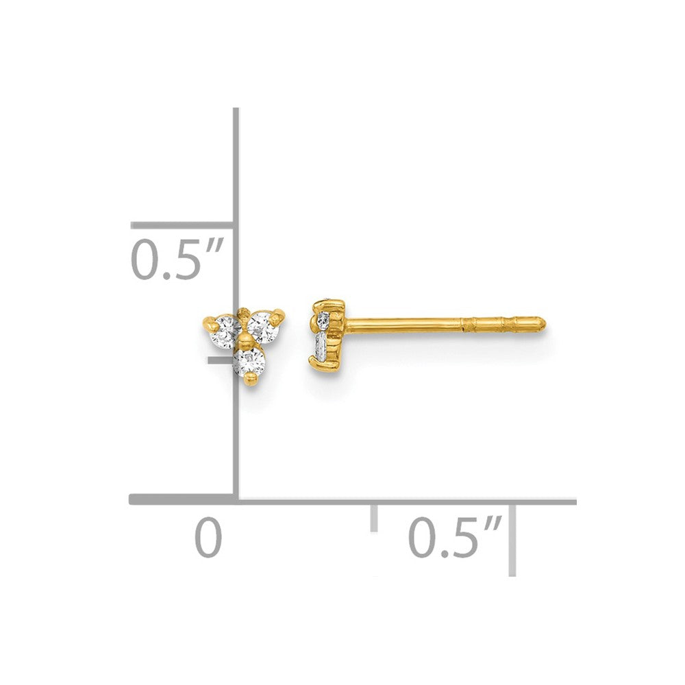 14K Gelbgold Poliert Zirkonia Dreieck Ohrstecker