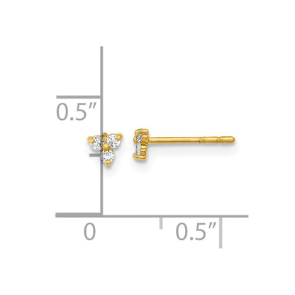 14K Gelbgold Poliert Zirkonia Dreieck Ohrstecker