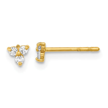 14K Gelbgold Poliert Zirkonia Dreieck Ohrstecker