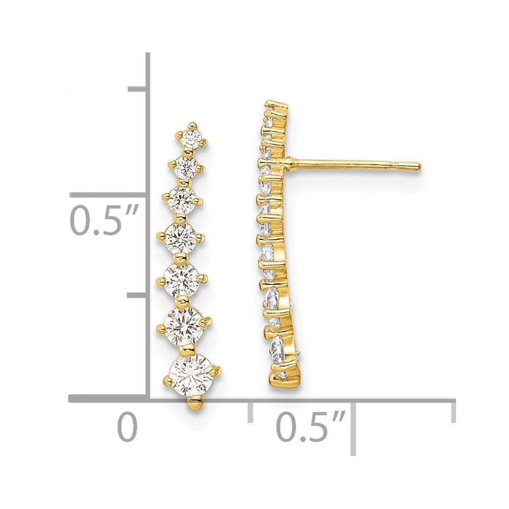14K Gelbgold Poliert Weiß Zirkonia Ohrstecker