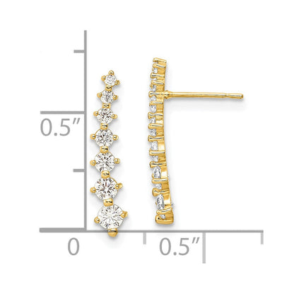 14K Gelbgold Poliert Weiß Zirkonia Ohrstecker