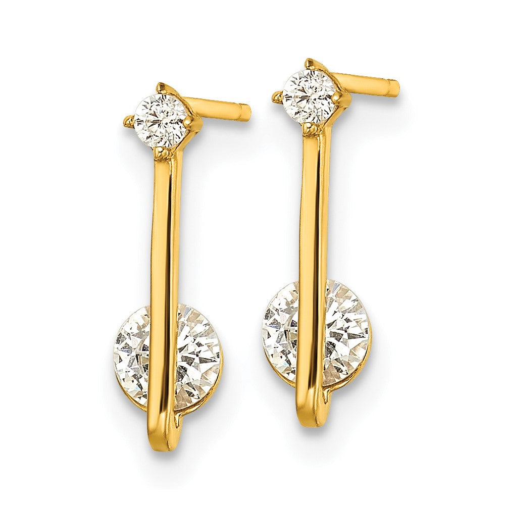 14K Gelbgold Poliert Zirkonia Tropfen Ohrstecker