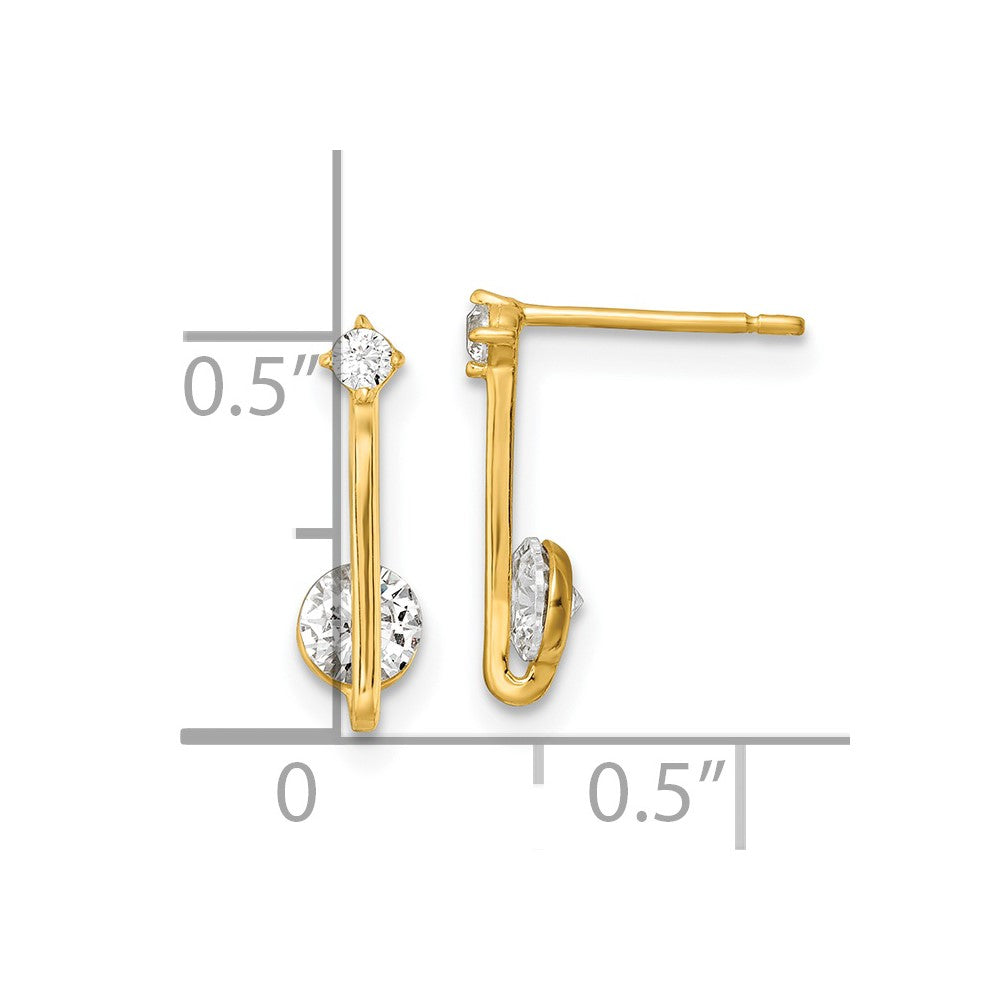 14K Gelbgold Poliert Zirkonia Tropfen Ohrstecker