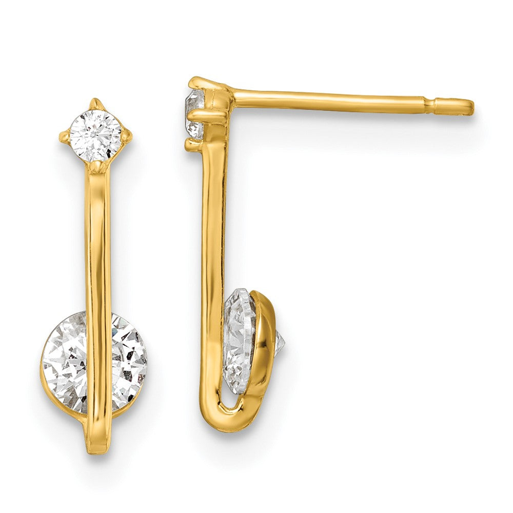 14K Gelbgold Poliert Zirkonia Tropfen Ohrstecker