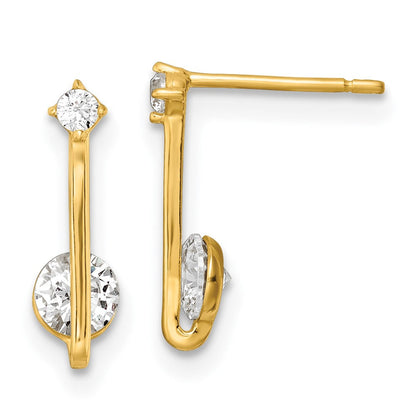 14K Gelbgold Poliert Zirkonia Tropfen Ohrstecker