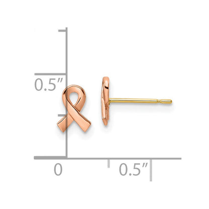 14K Bicolor Rose & Gelb Stecker Bewusstsein Schleife Gold Ohrringe