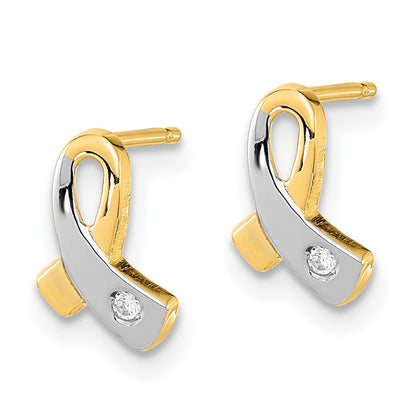 14K Gelb & Rhodium Gold Weiß Zirkonia Bewusstsein Ohrstecker