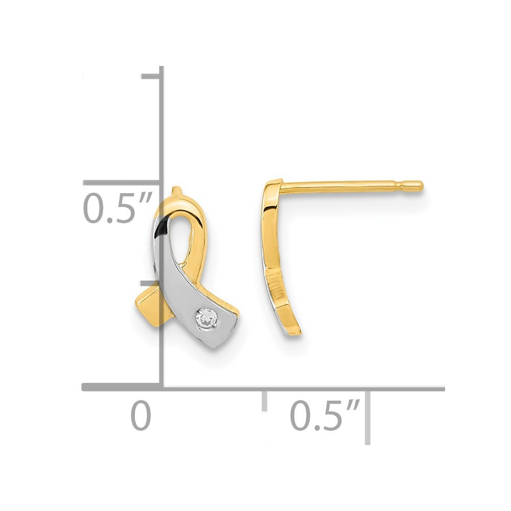 14K Gelb & Rhodium Gold Weiß Zirkonia Bewusstsein Ohrstecker