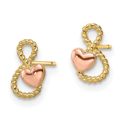 14K Bicolor Herz Ohrstecker