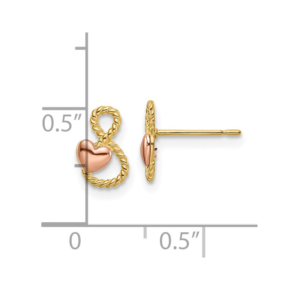 14K Bicolor Herz Ohrstecker