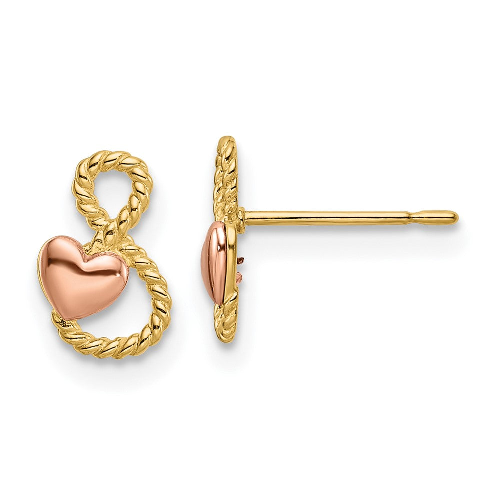 14K Bicolor Herz Ohrstecker