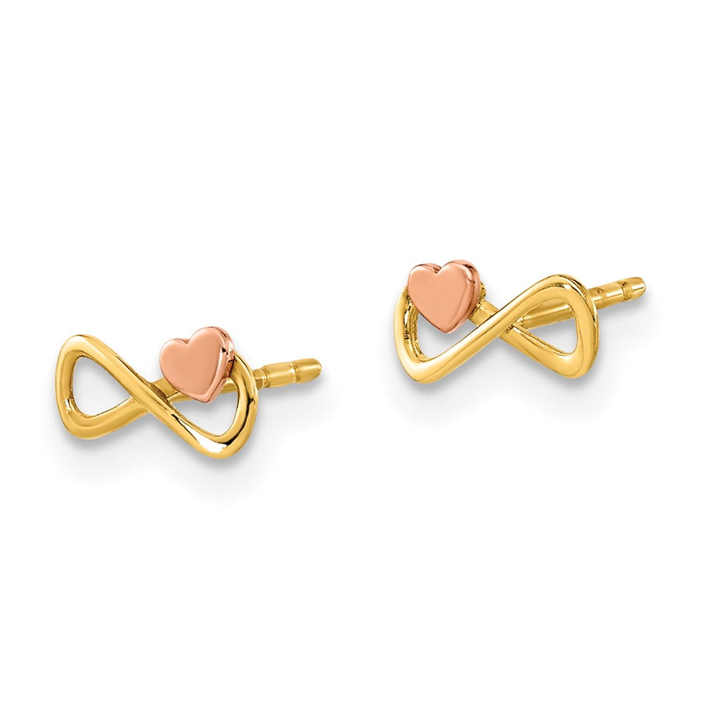 14K Bicolor Unendlichkeit mit Herz Ohrstecker