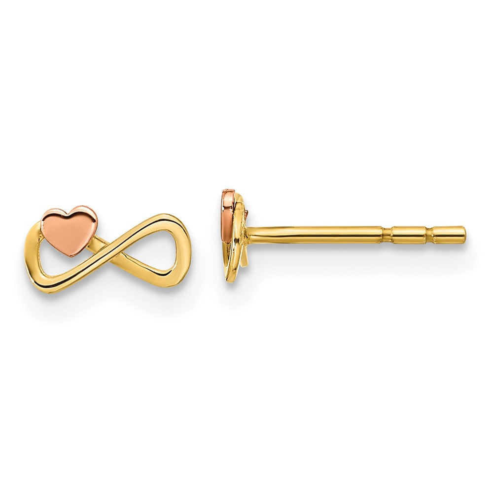 14K Bicolor Unendlichkeit mit Herz Ohrstecker