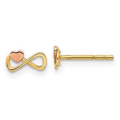14K Bicolor Unendlichkeit mit Herz Ohrstecker