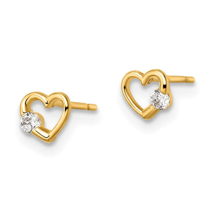 14K Gelbgold Zirkonia Herz Ohrstecker