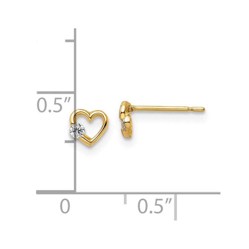14K Gelbgold Zirkonia Herz Ohrstecker