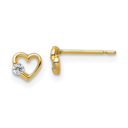 14K Gelbgold Zirkonia Herz Ohrstecker