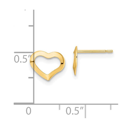 14K Gelbgold Poliert Herz Ohrstecker