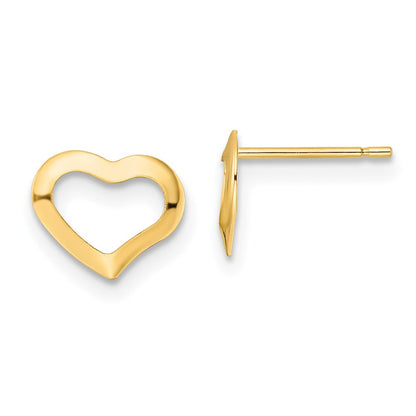 14K Gelbgold Poliert Herz Ohrstecker
