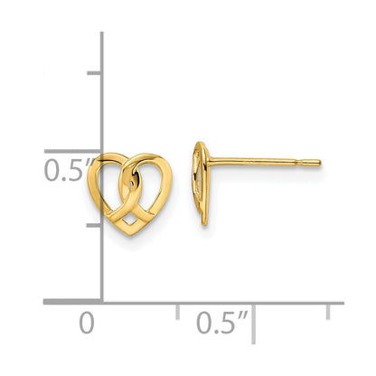 14K Gelbgold Herz Ohrstecker