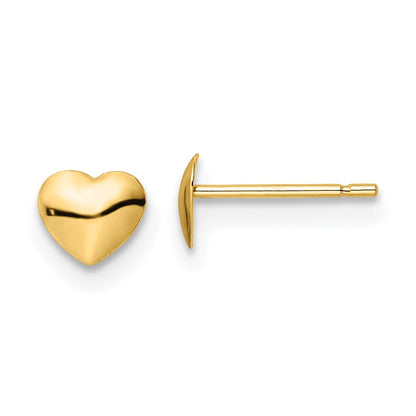 14K Gelbgold Poliert Herz Stecker Ohrstecker