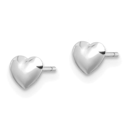 14K Weißgold Poliert Herz Stecker Ohrstecker