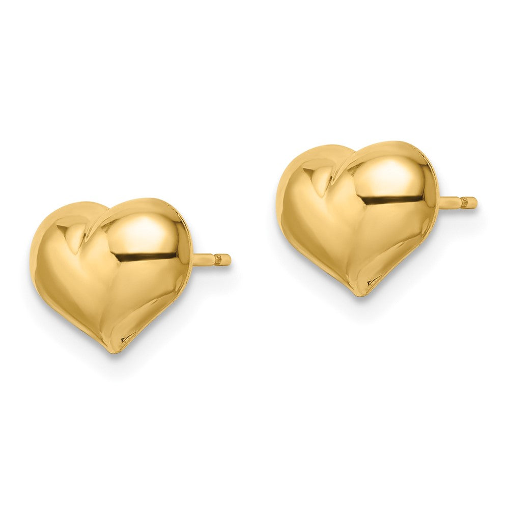 14K Gelbgold Poliert Gewölbt Herz Ohrstecker